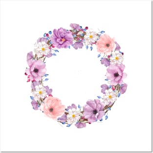 Image: Watercolor, Flower wreath Posters and Art